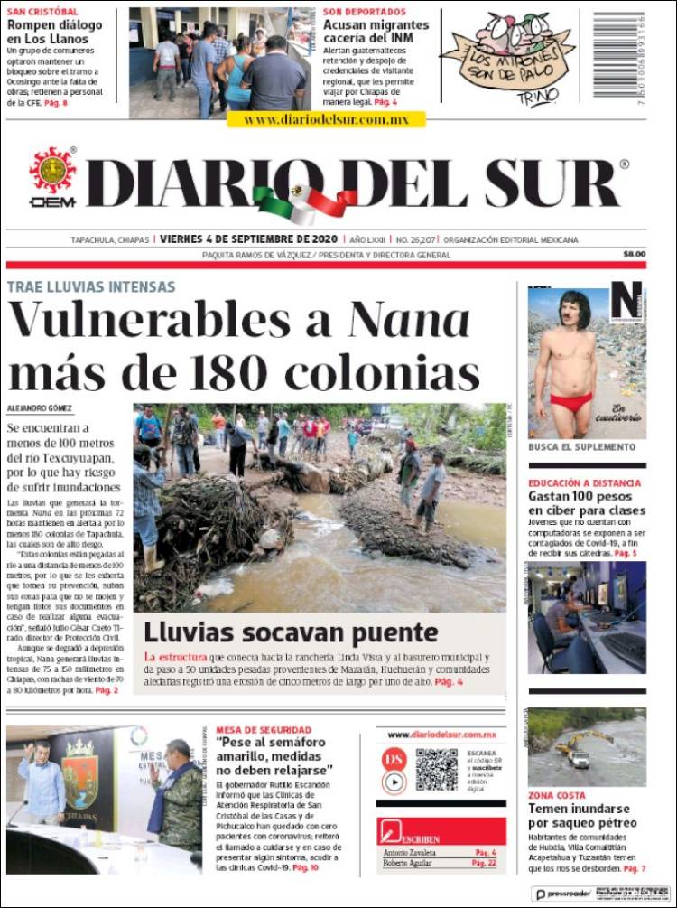 Portada de El Diario del Sur (M&eacute;xico)