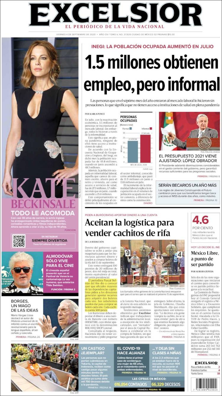 Portada de Excelsior (M&eacute;xico)