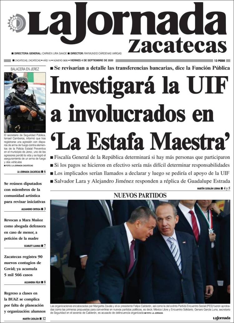 Portada de Jornada de Zacatecas (M&eacute;xico)