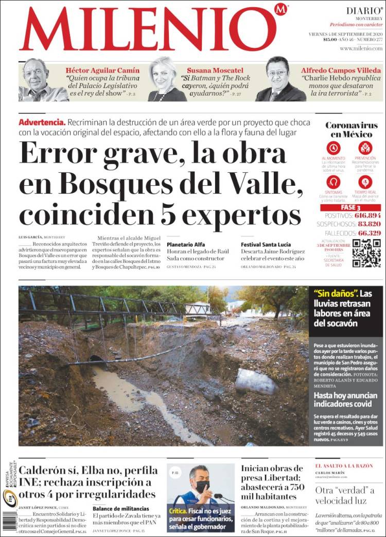 Portada de Milenio de Monterrey (M&eacute;xico)