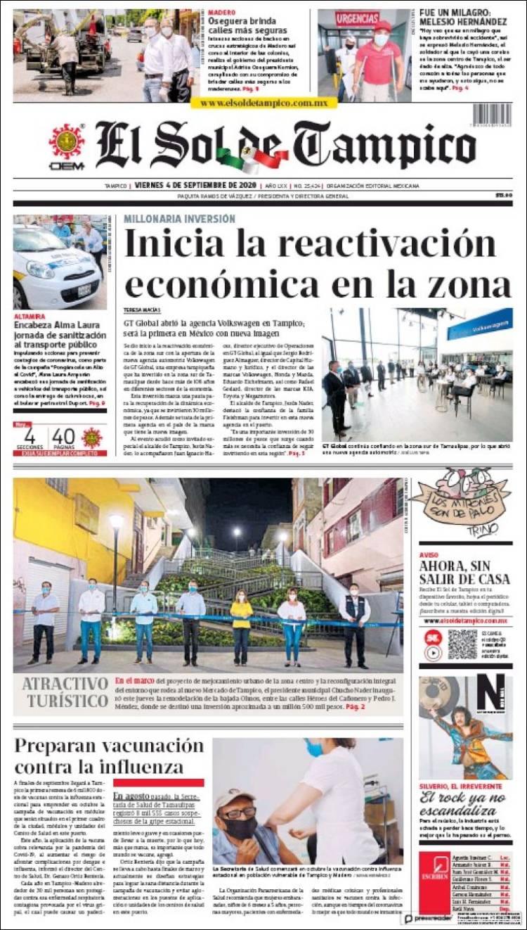 Portada de El Sol de Tampico (M&eacute;xico)