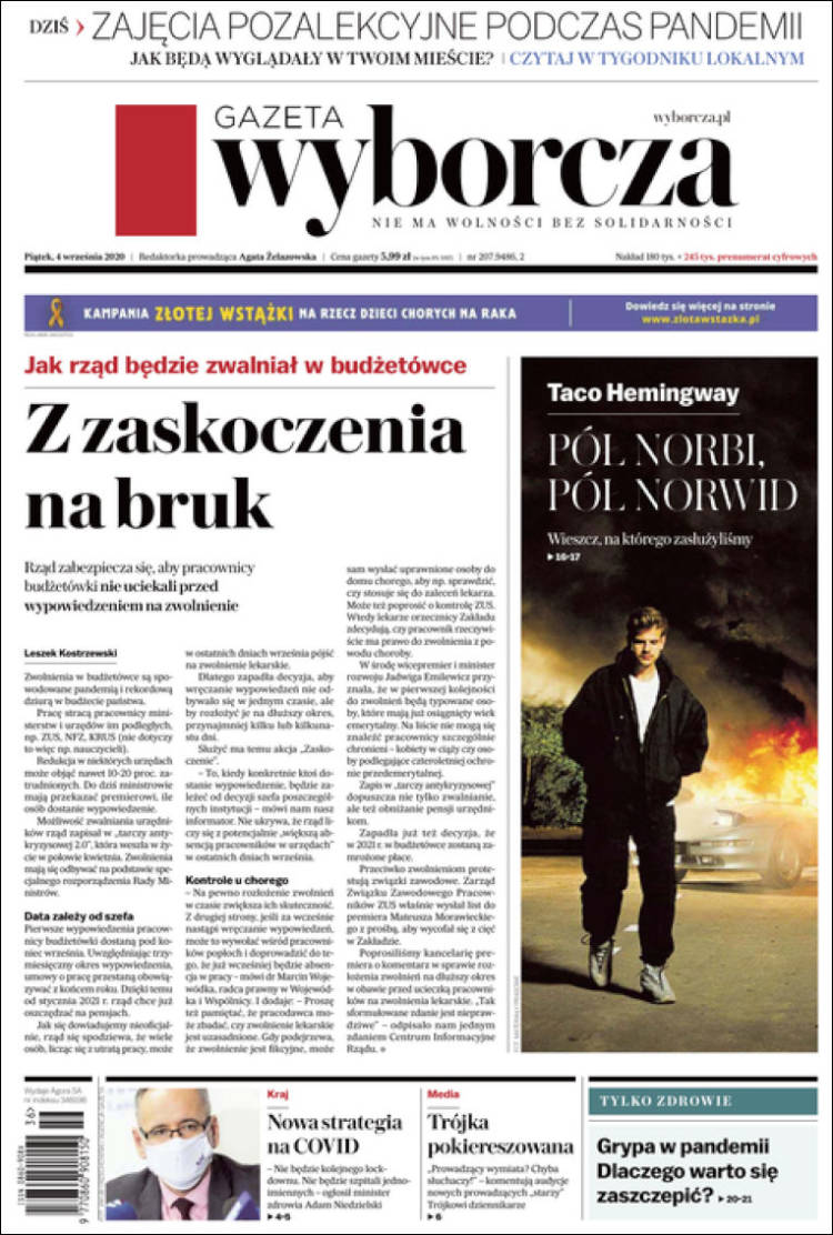 Portada de Gazeta Wyborcza (Polonia)