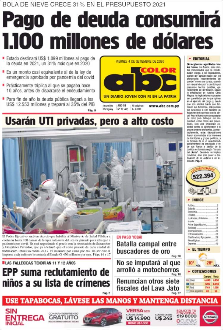Portada de ABC Color (Paraguay)