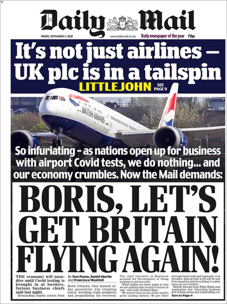 Portada de Daily Mail (Reino Unido)