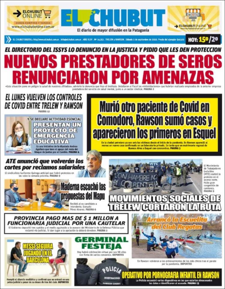 Portada de El Chubut (Argentina)
