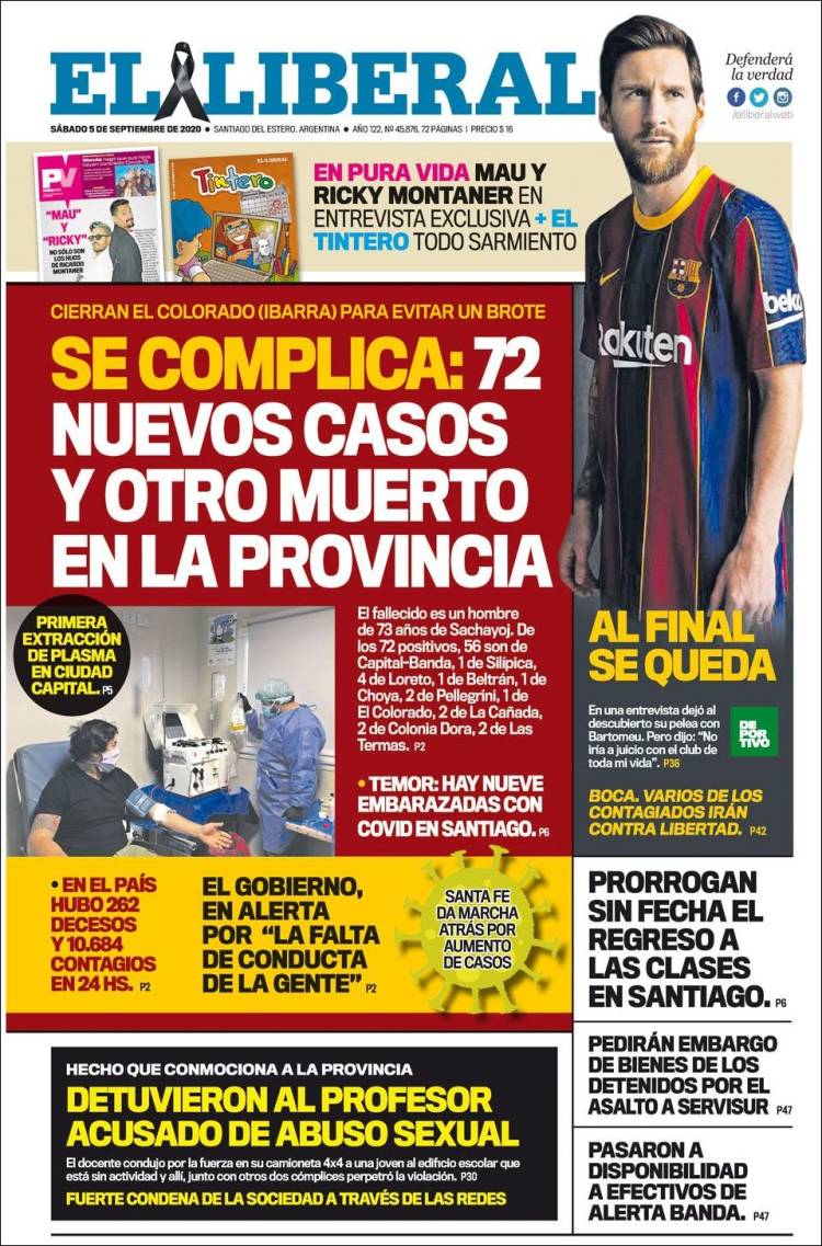 Portada de Diario El Liberal (Argentina)