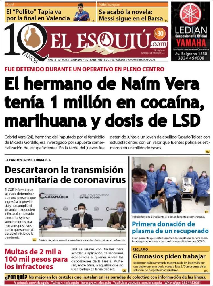 Portada de El Esquiu (Argentina)