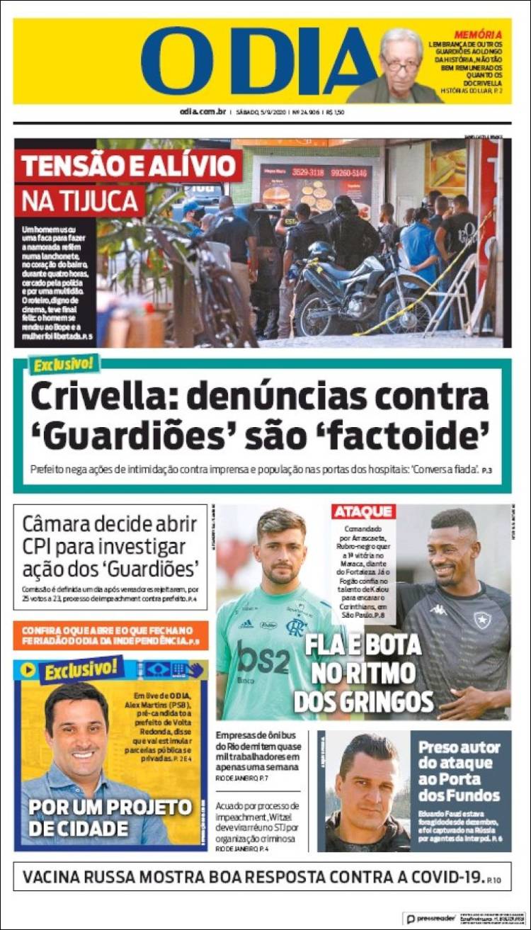 Portada de O Dia (Brasil)