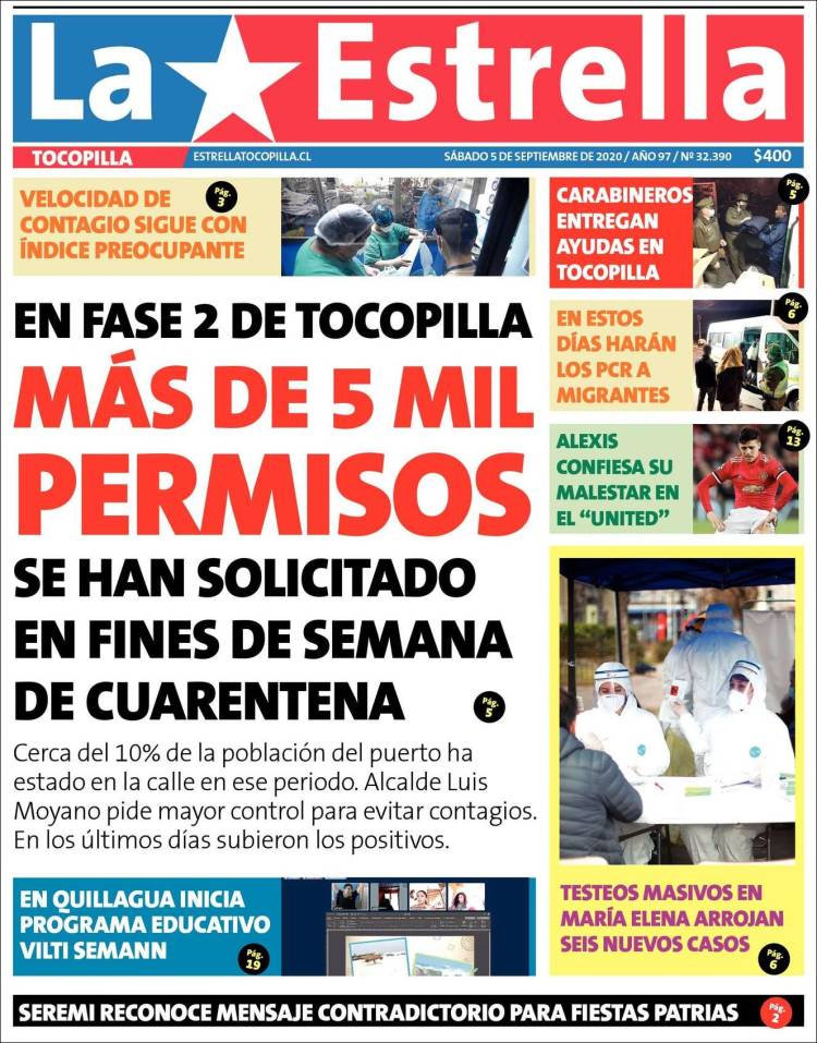 Portada de La Estrella de Tocopilla (Chile)