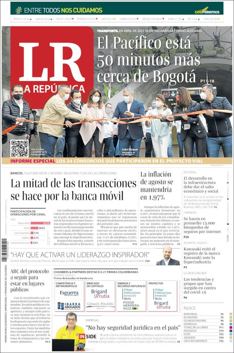 Portada de La Republica (Colombia)