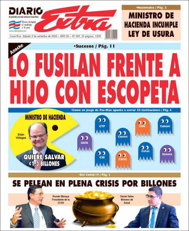 Portada de Diario Extra (Costa Rica)