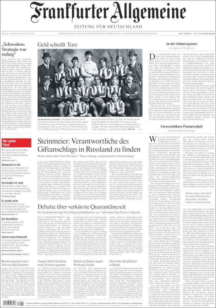 Portada de Frankfurter Allgemeine (Alemania)