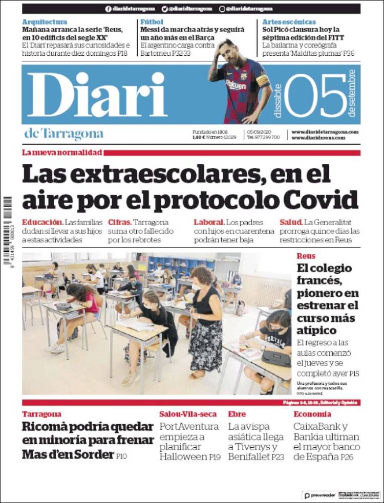 Portada de Diari de Tarragona (Spain)