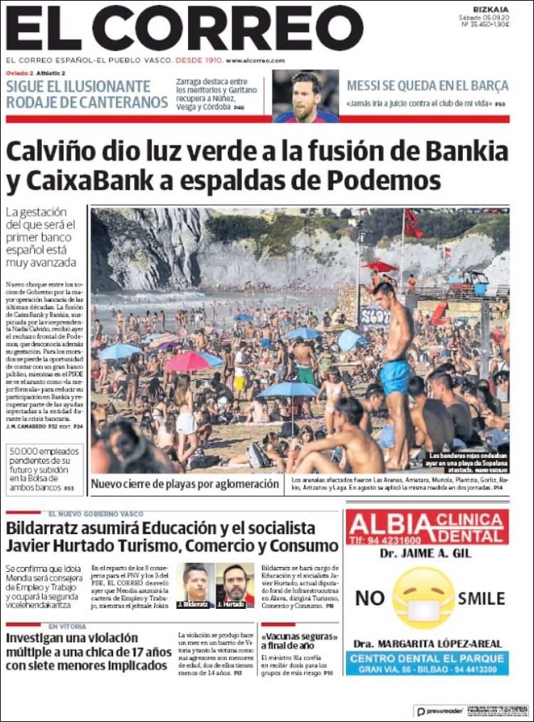 Portada de El Correo (Spain)