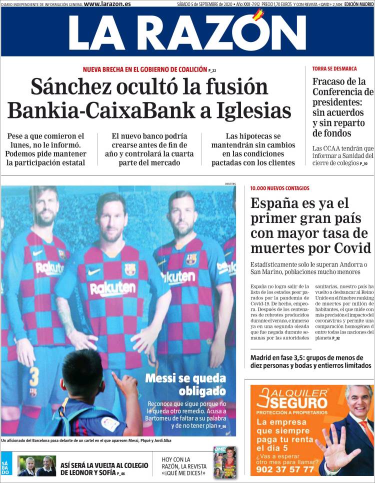 Portada de La Razón (Spain)