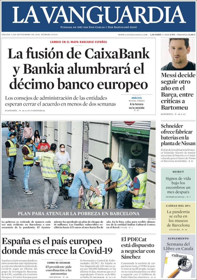 Portada de La Vanguardia (Spain)