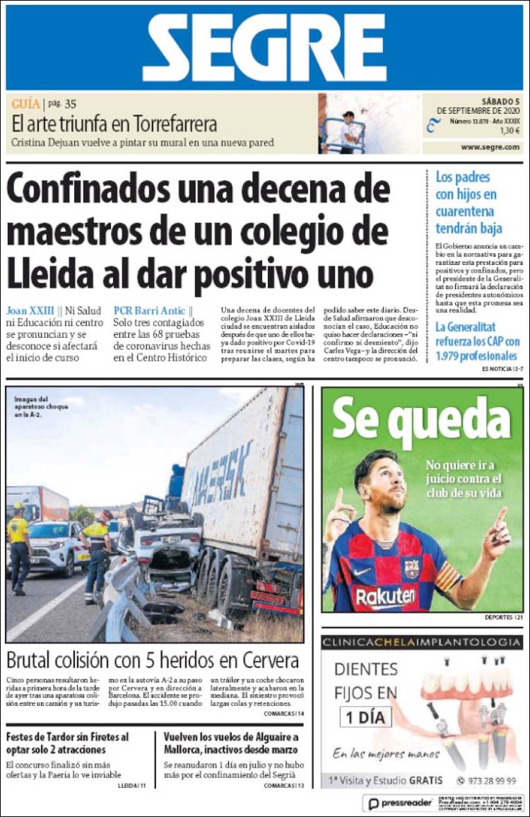 Portada de Segre  (Spain)
