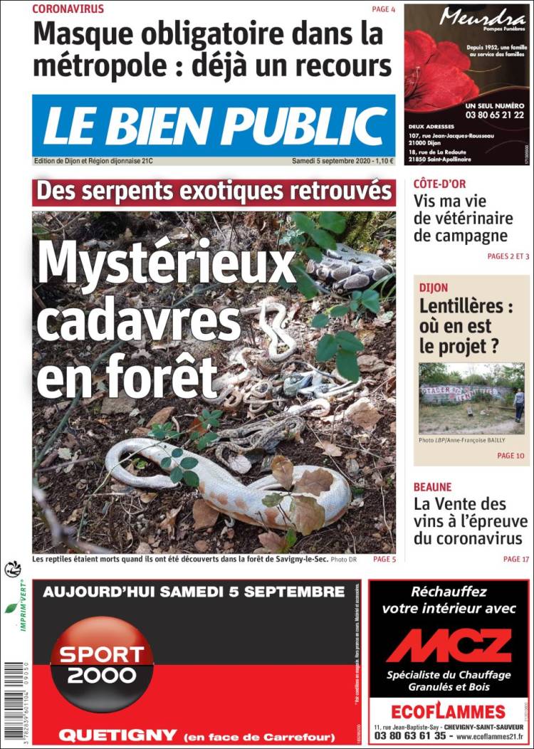 Portada de Le Bien Public (Francia)