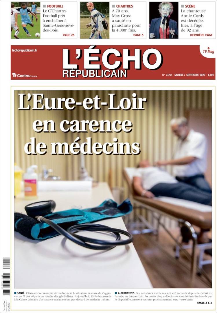 Portada de L'Echo Républicain (Francia)