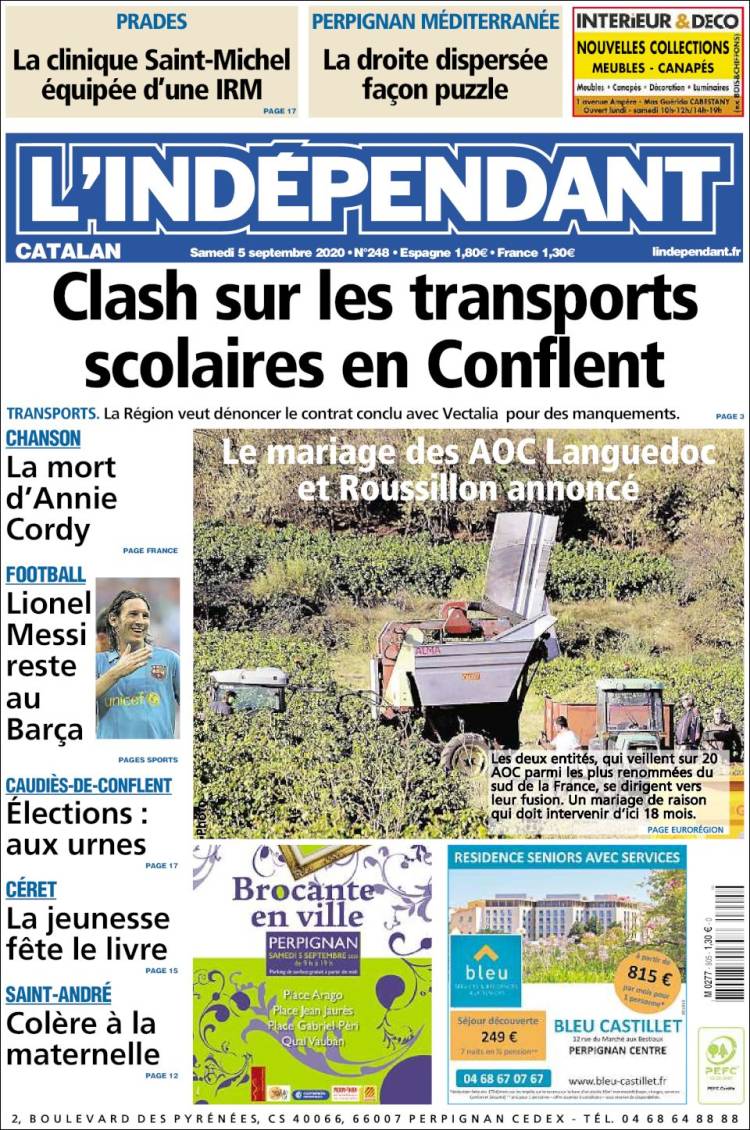 Portada de Le Indépendant (Francia)