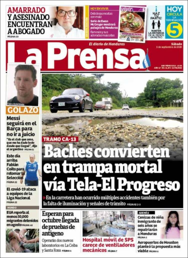 Portada de La Prensa (Honduras)