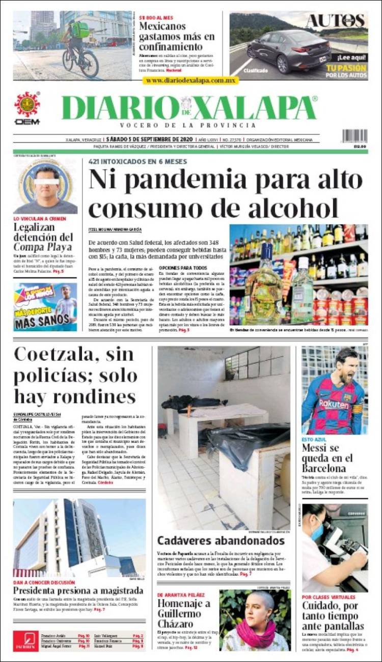 Portada de Diario de Xalapa (M&eacute;xico)