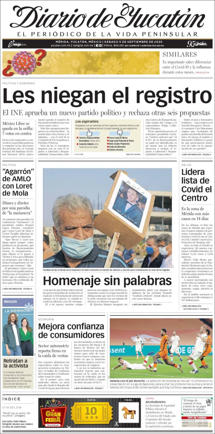 Portada de Diario de Yucatán (M&eacute;xico)