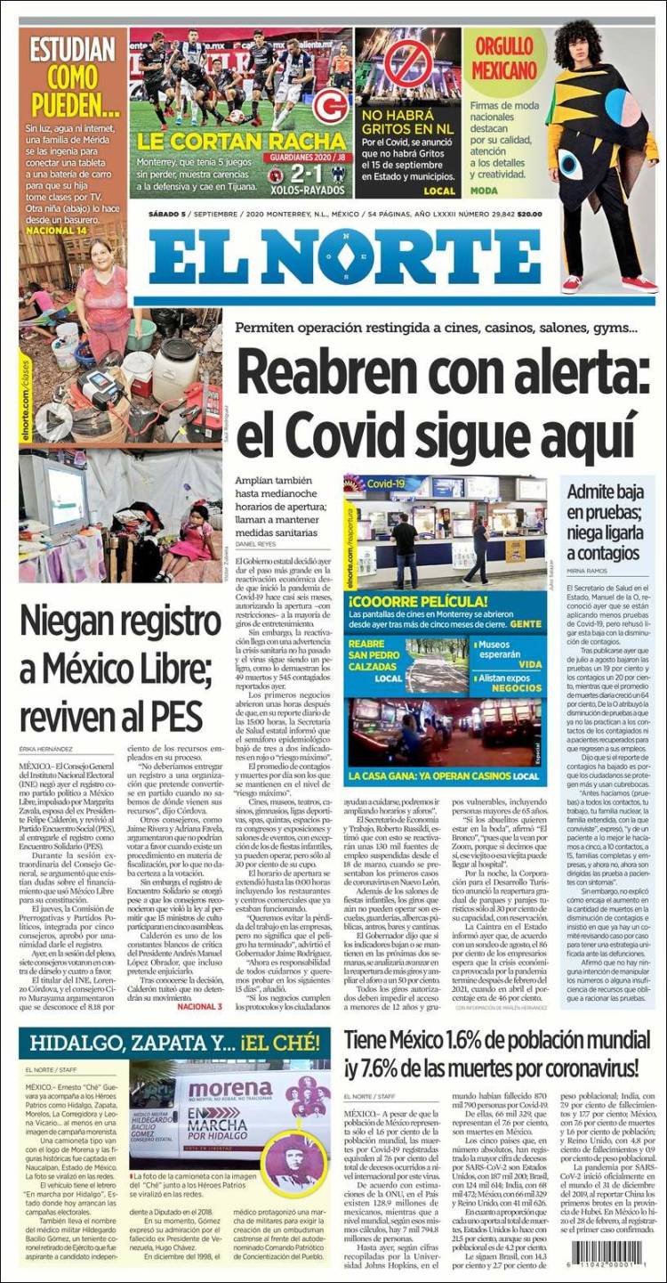 Portada de El Norte (M&eacute;xico)