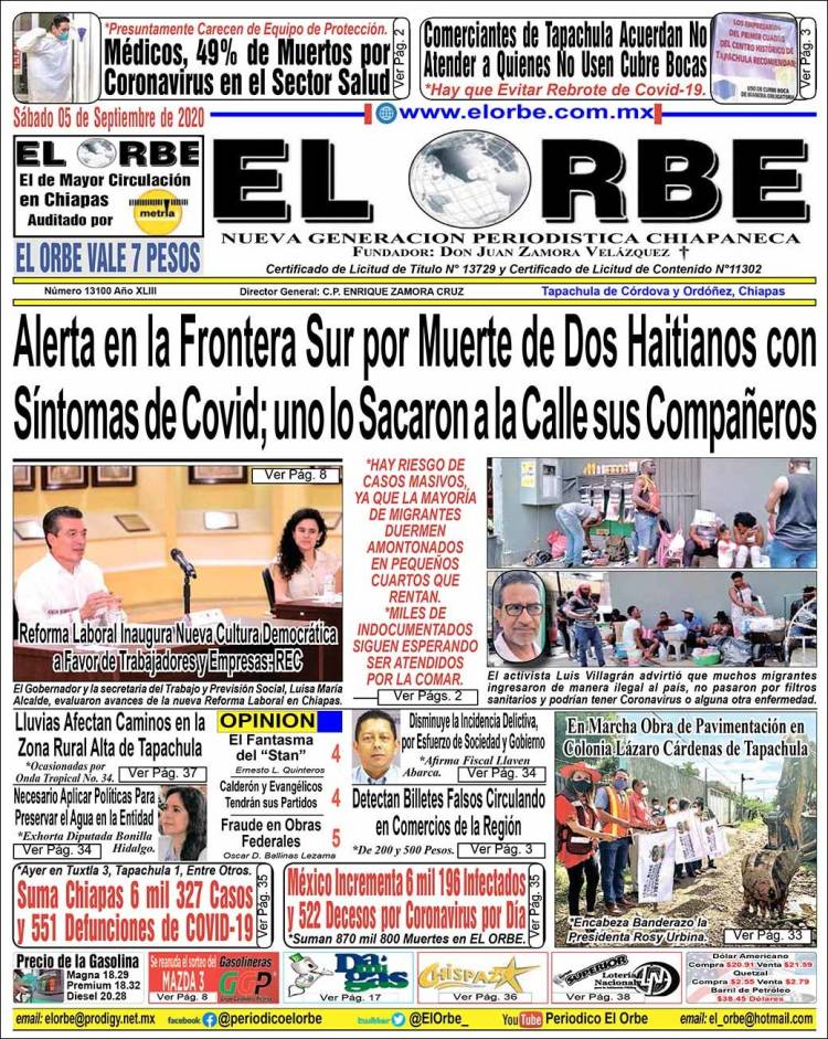 Portada de El Orbe (M&eacute;xico)