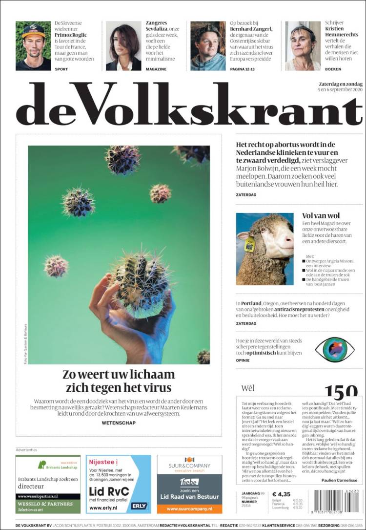 Portada de De Volkskrant (Pa&iacute;ses Bajos)