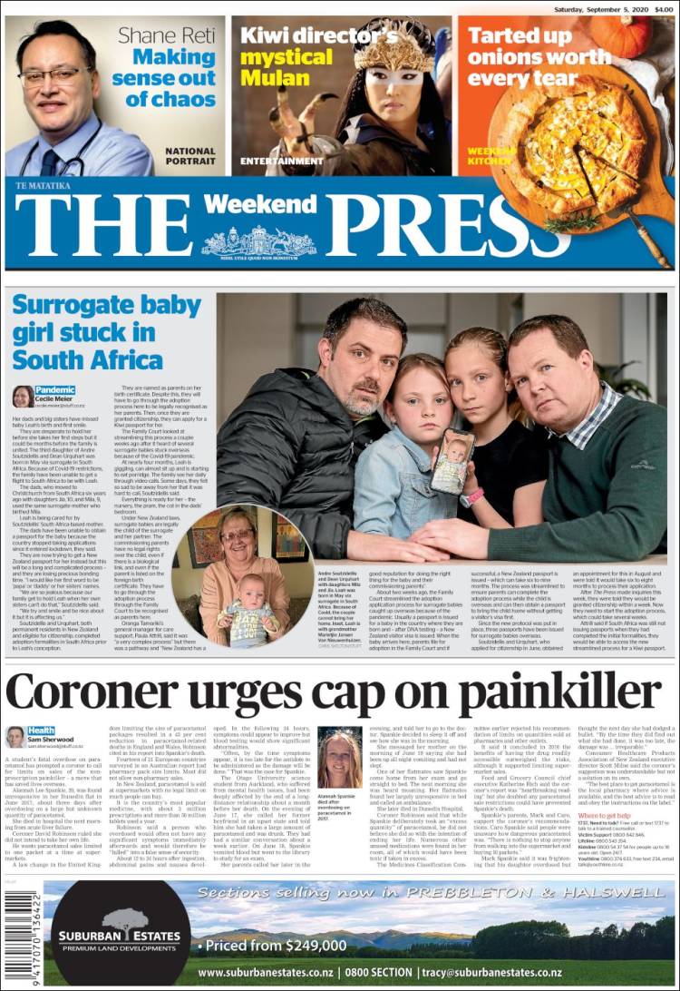 Portada de The Press (Nueva Zelanda)