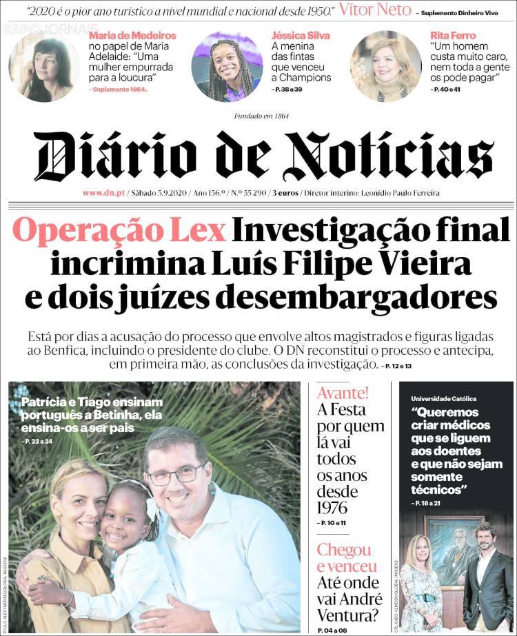 Portada de Diário de Noticias (Portugal)