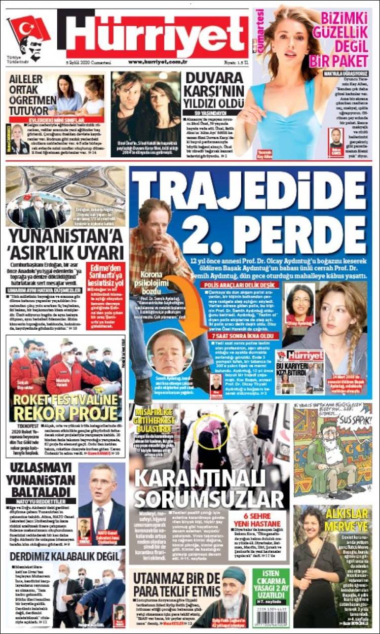Portada de Hürriyet (Turqu&iacute;a)