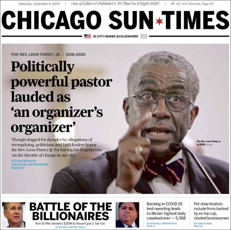 Portada de Chicago Sun-Times (USA)