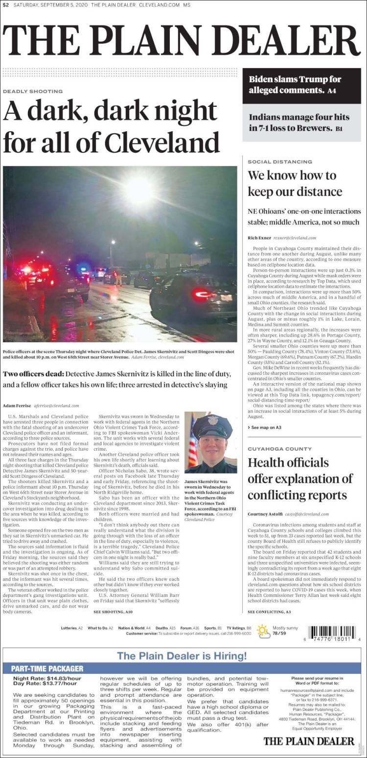 Portada de The Plain Dealer (USA)