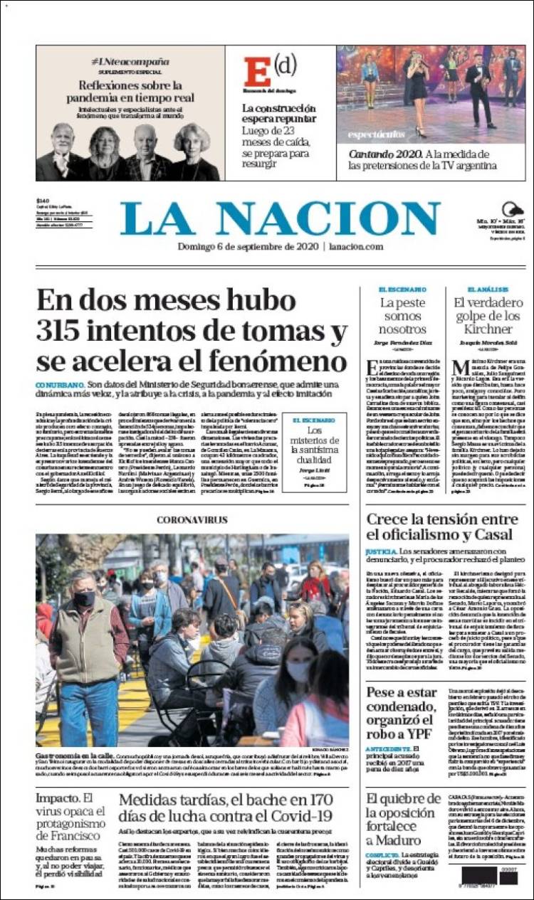 Portada de La Nación (Argentina)