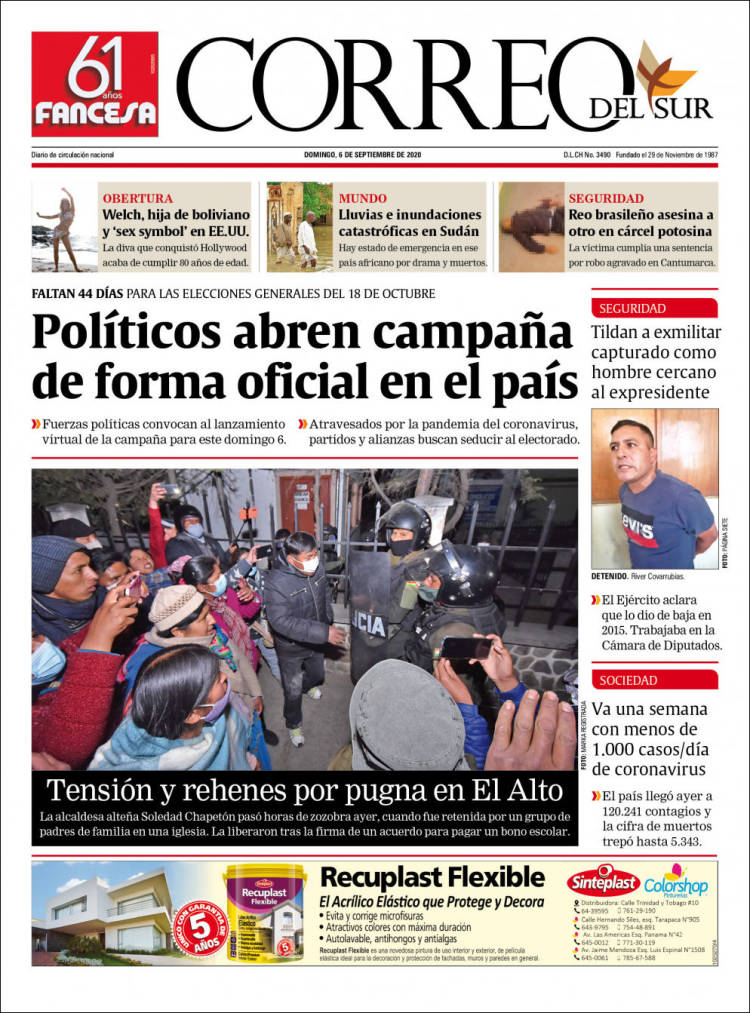 Portada de Correo Sur (Bolivia)