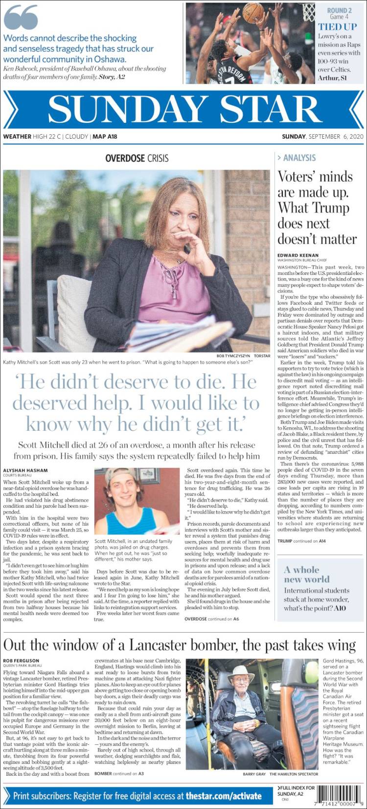 Portada de The Toronto Star (Canada)