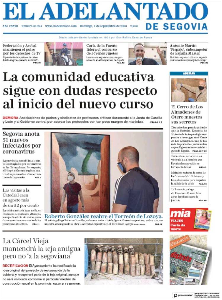 Portada de El Adelantado de Segovia (Espa&ntilde;a)