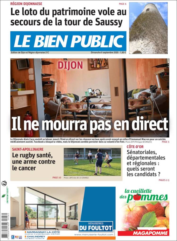 Portada de Le Bien Public (Francia)