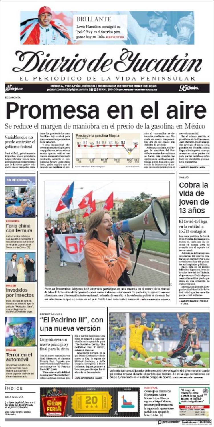 Portada de Diario de Yucatán (M&eacute;xico)
