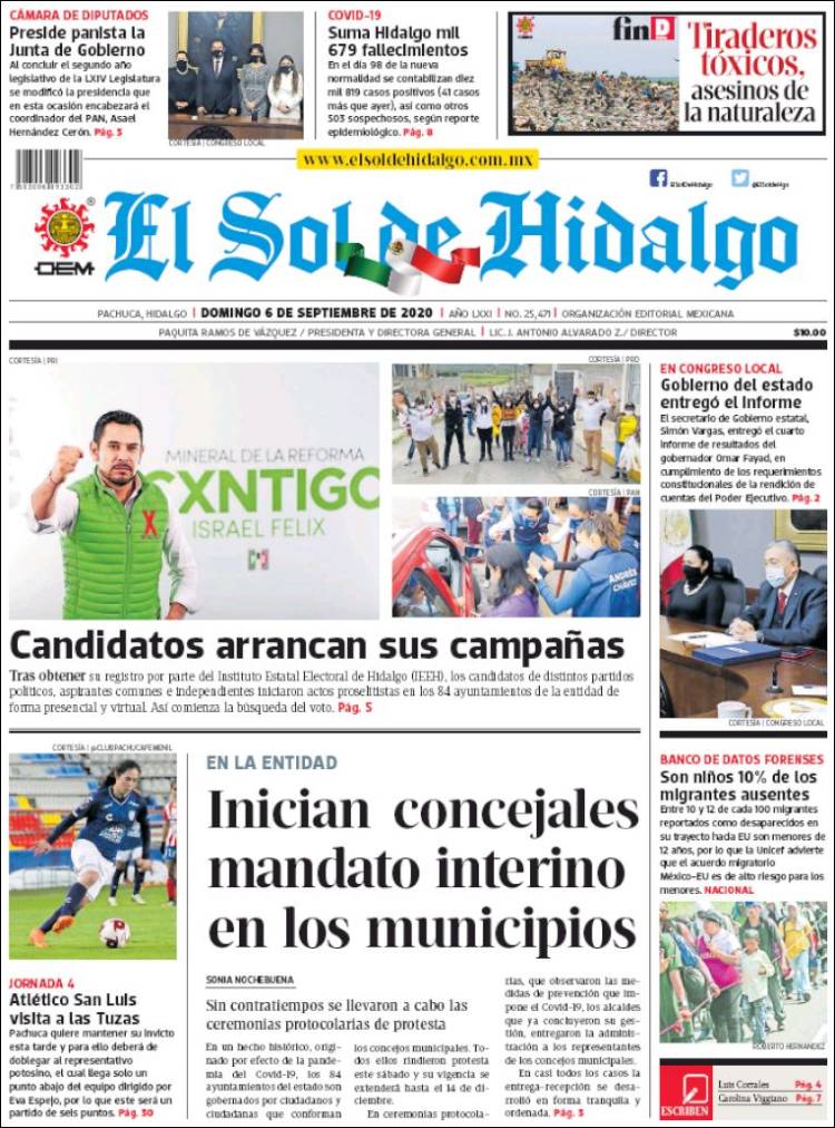 Portada de El Sol de Hidalgo (México)