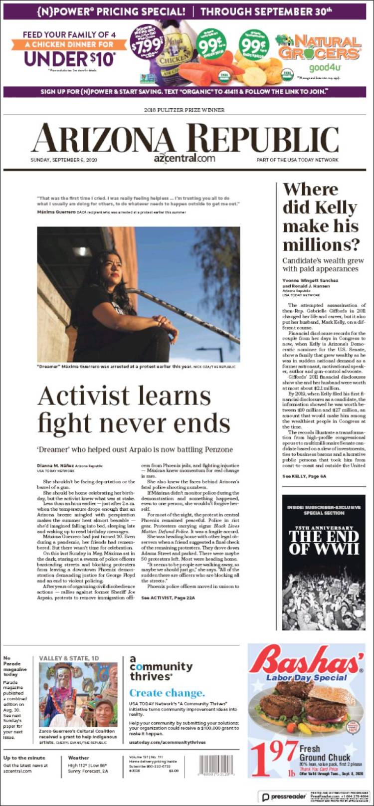 Portada de Arizona Republic News (USA)