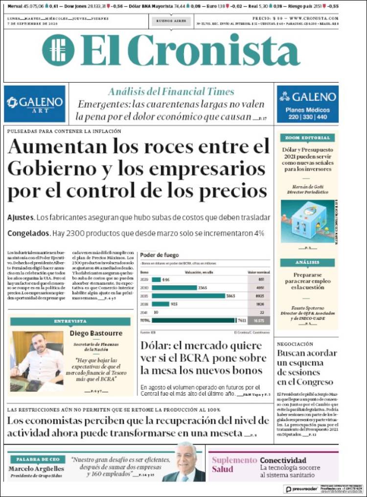 Portada de El Cronista Comercial (Argentina)