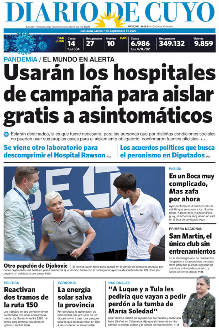 Portada de Diario de Cuyo (Argentina)