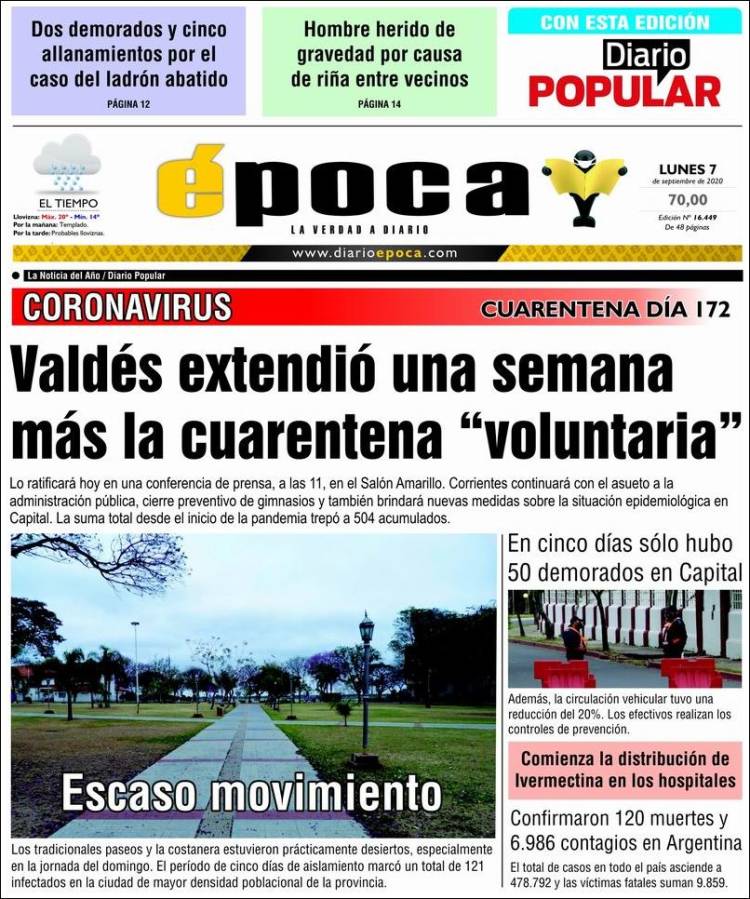 Portada de Diario Época (Argentina)