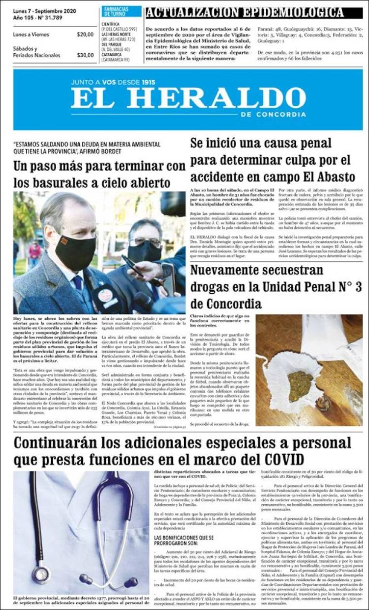 Portada de El Heraldo de Concordia (Argentina)