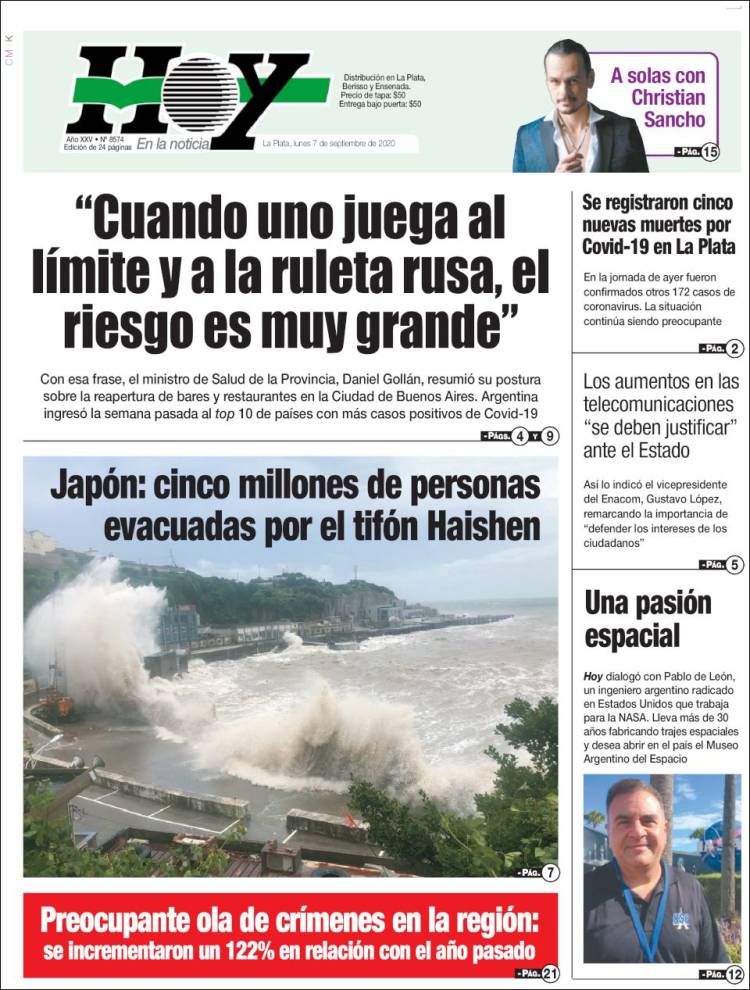 Portada de Diario Hoy (Argentina)