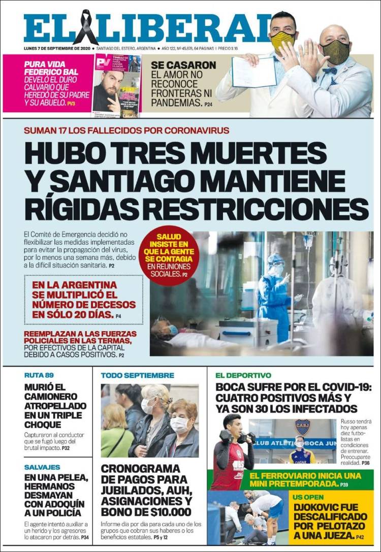 Portada de Diario El Liberal (Argentina)