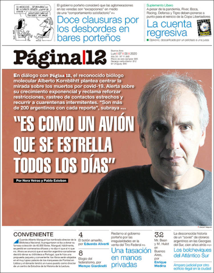Portada de Página/12 (Argentina)